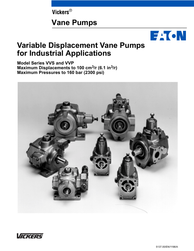 Vane Pumps Variable Displacement Vane Pumps For Industrial Applications Vickers Dimensions Vvp1 With Iso Or Sae Mounting Flange