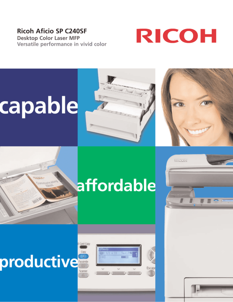 Capable Affordable Productive Ricoh Aficio Sp C240sf Manualzz