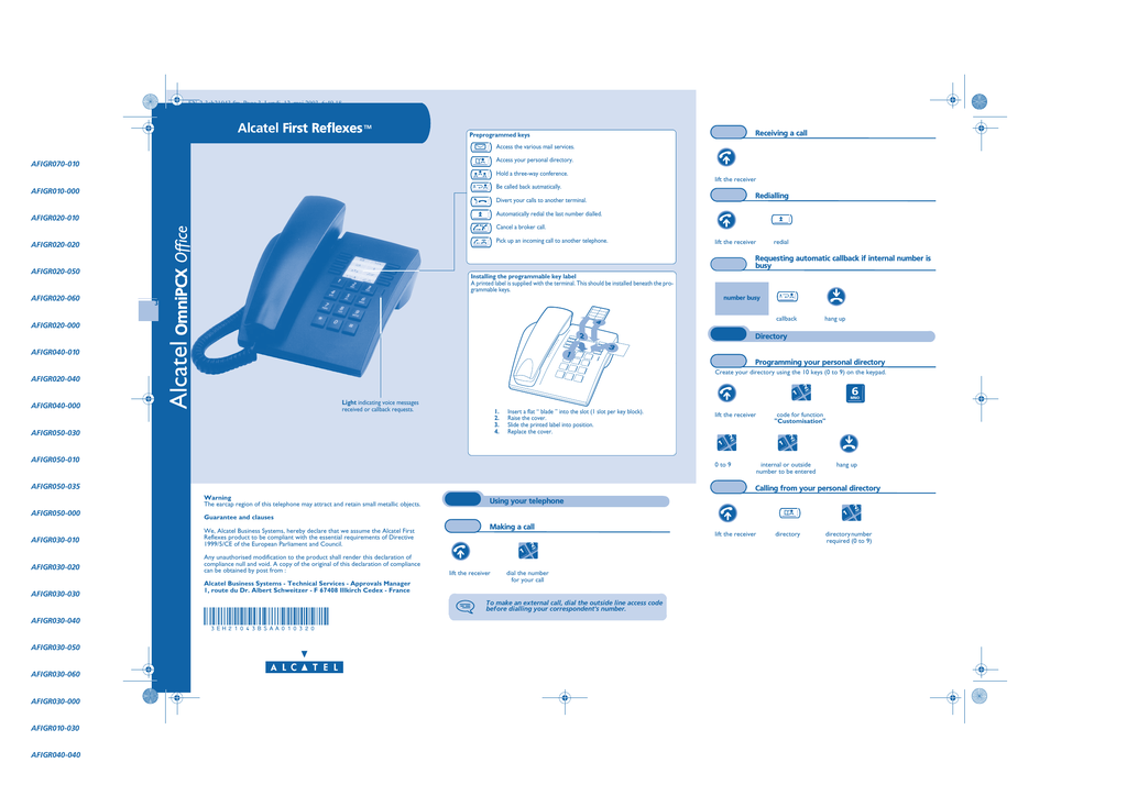 Alcatel First Reflexes Manualzz