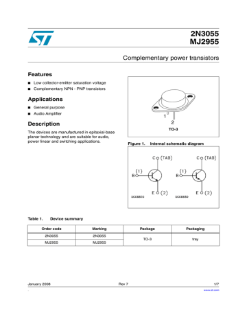 2n3055 transistor datasheet pdf 2n3055 transistor datasheet pdf