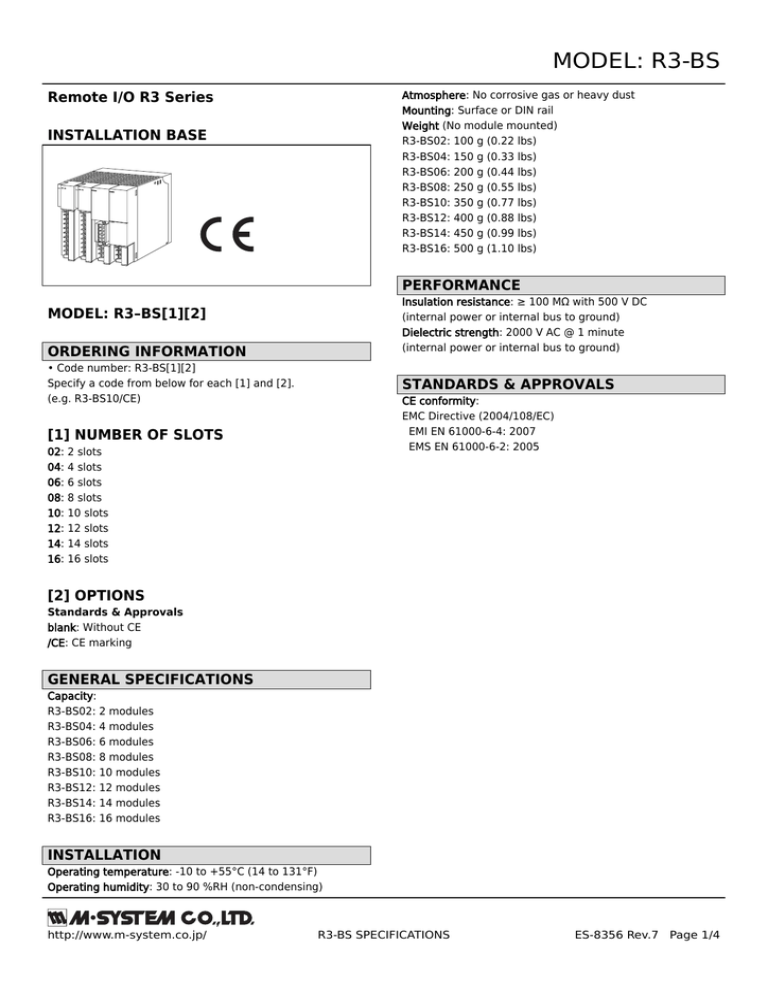 Model R3 Bs Remote I O R3 Series Installation Base Manualzz