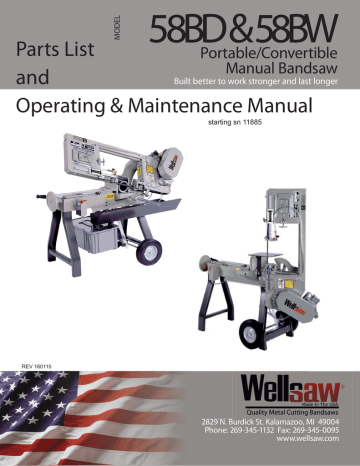 Wellsaw 58BD Operating & Maintenance Manual | Manualzz