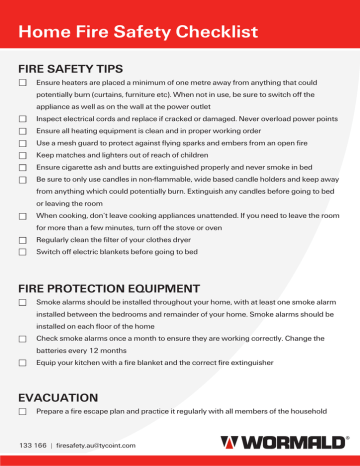 Home Fire Safety Checklist | Manualzz