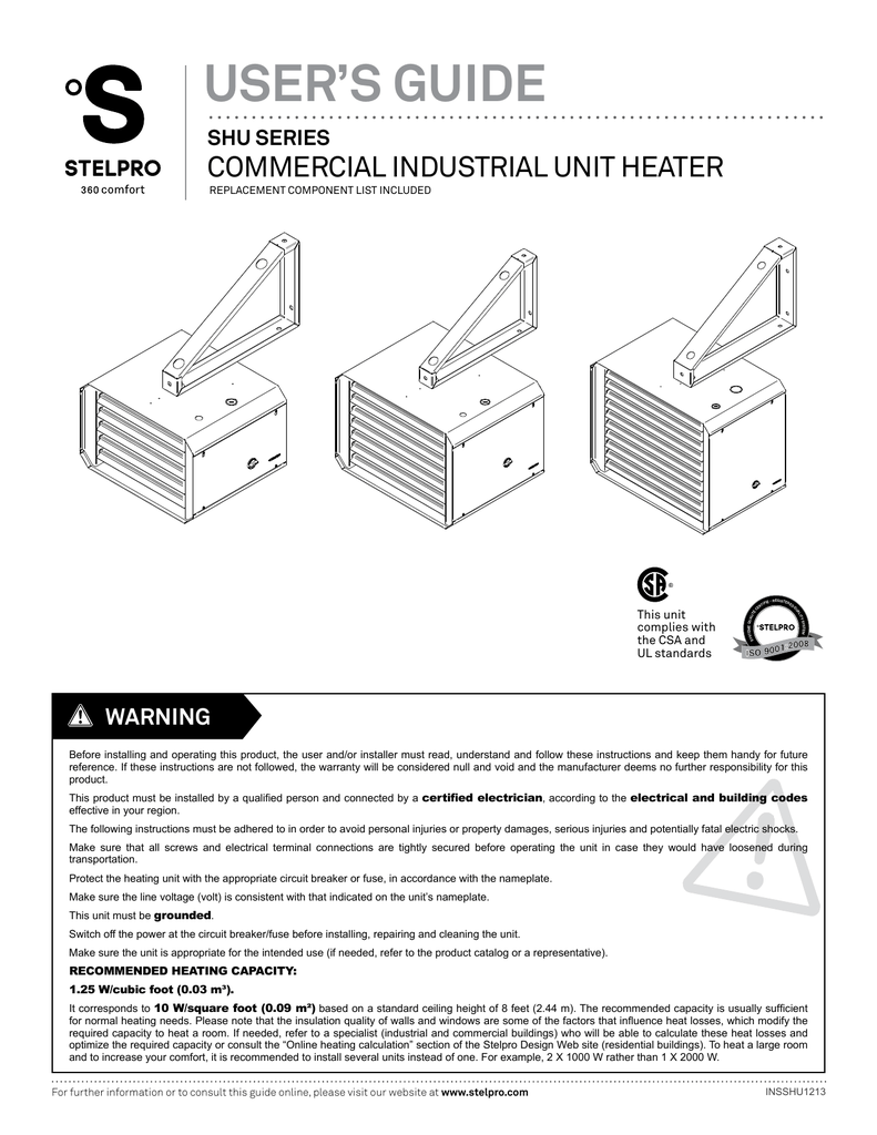 USER’S gUidE CommerCial industrial unit heater waRning Manualzz