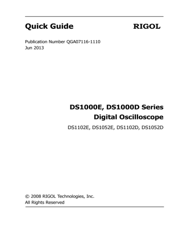 Rigol DS1052E Quick start guide | Manualzz