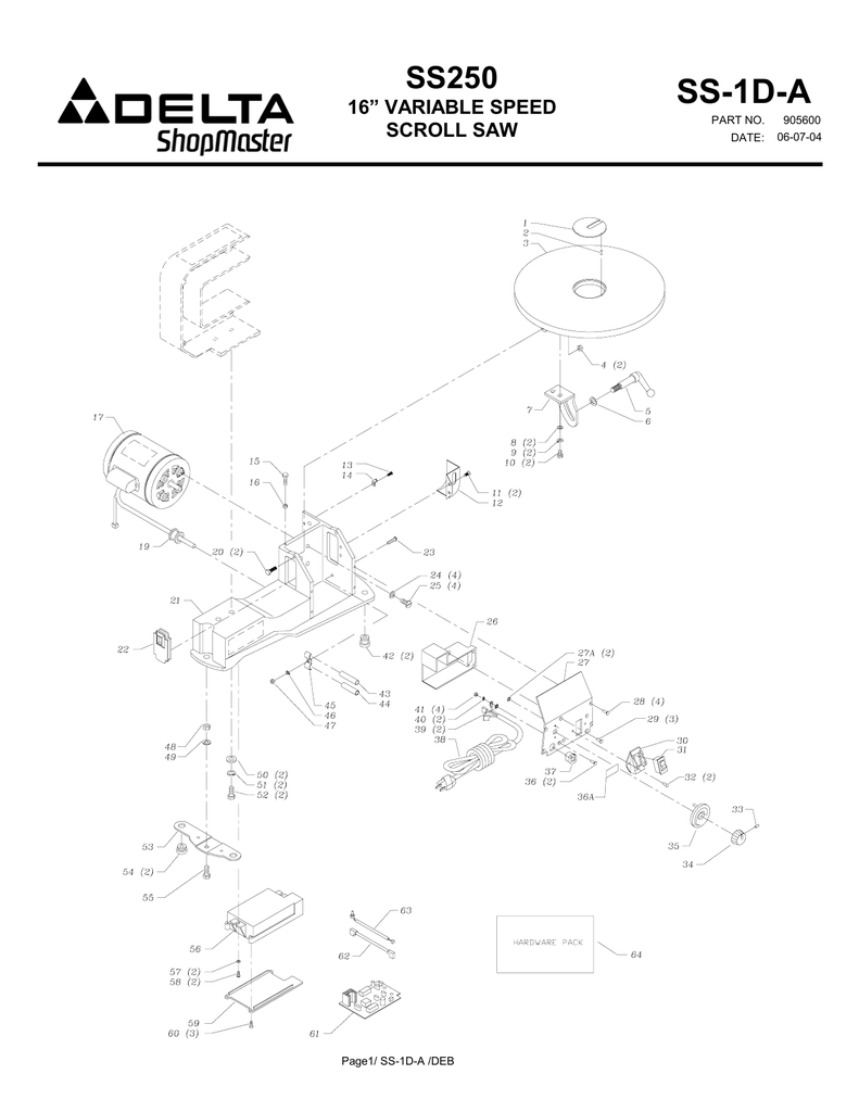 SS1DA SS250 16” VARIABLE SPEED SCROLL SAW Manualzz