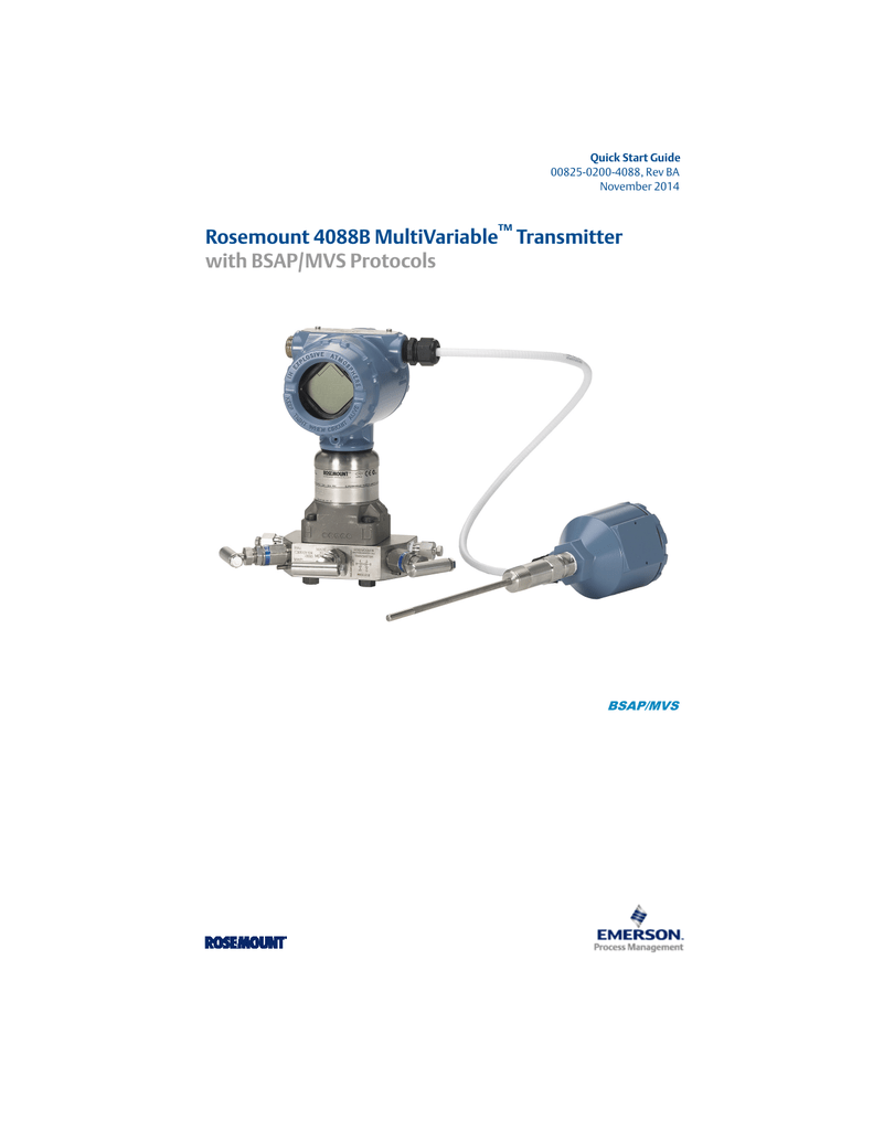 Rosemount 4088B MultiVariable Transmitter With BSAP/MVS Protocols ...