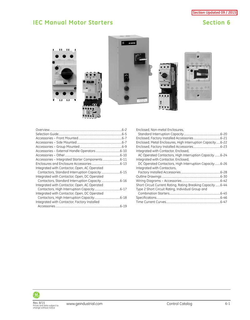 Motor Starter Selection Chart