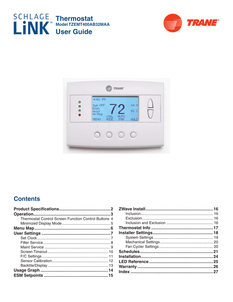 Trane Air Fi Thermostat Manual / Air Fi Wireless Communications Trane ...