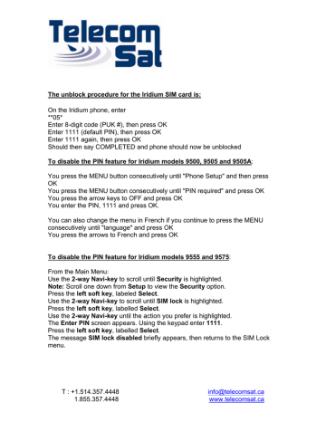 iridium sim card unblock procedure manualzz iridium sim card unblock