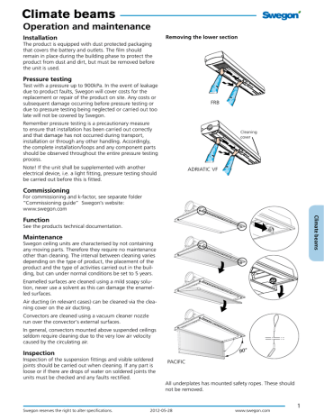 Swegon Climate beams Instructions | Manualzz