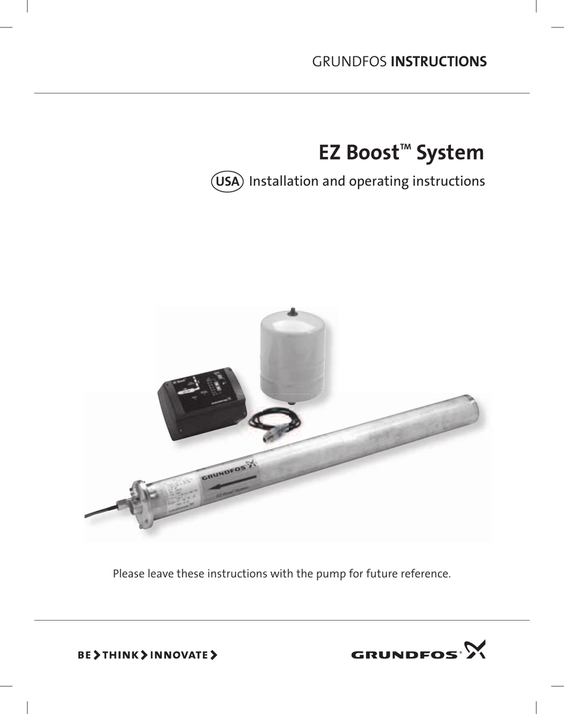 Grundfos EZ Boost System Installation And Operating Instructions | Manualzz