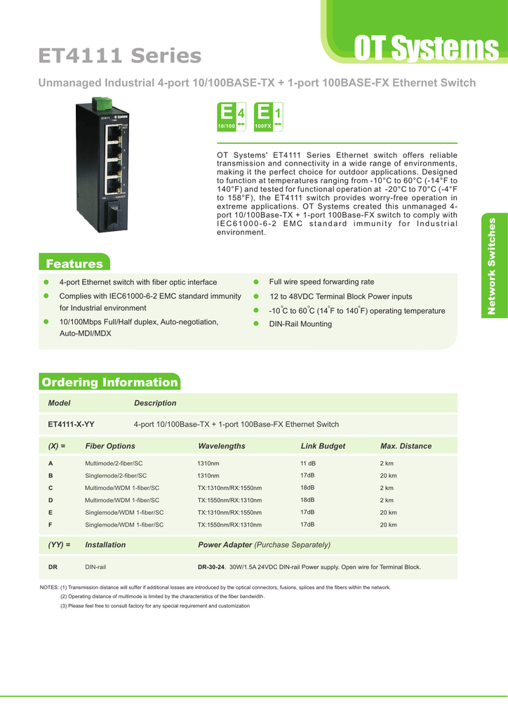 OT Systems ET4111 Series E 4 | Manualzz