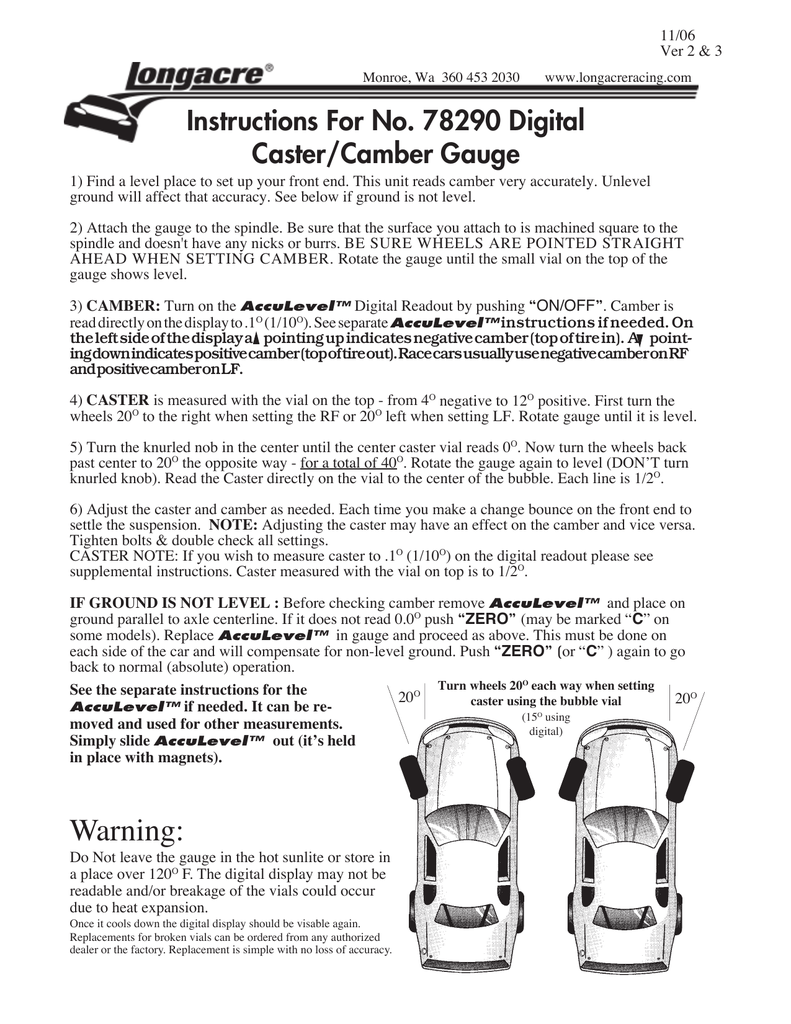 Caster Camber Instructions Manualzz