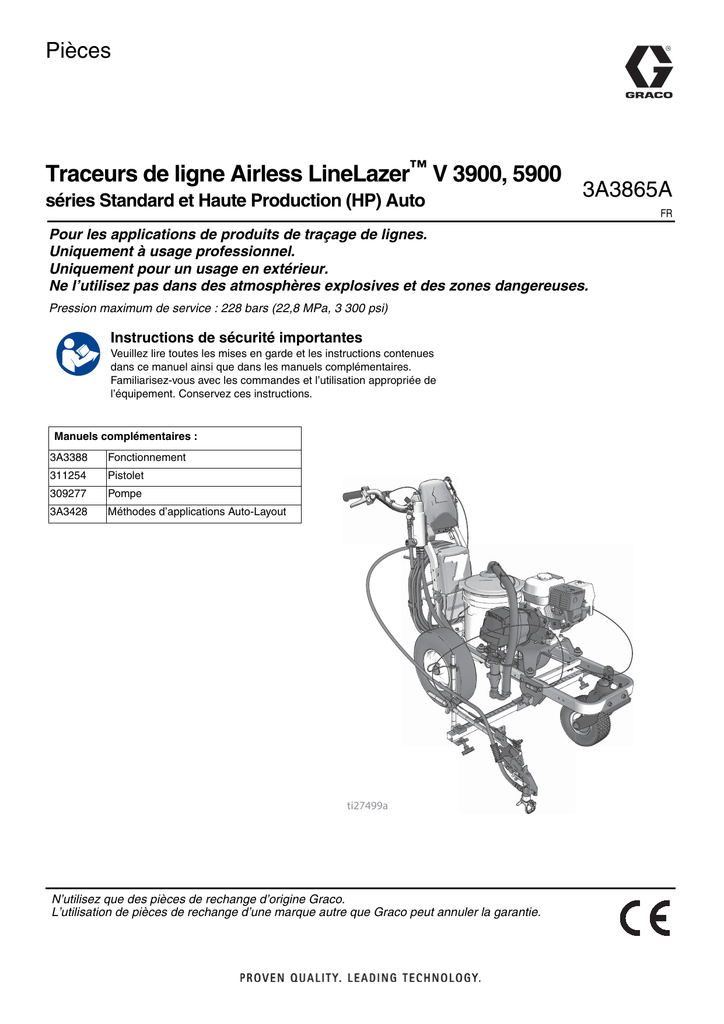 Graco 3A3865A, LineLazer V 3900, 5900 Airless Line Stripers Standard