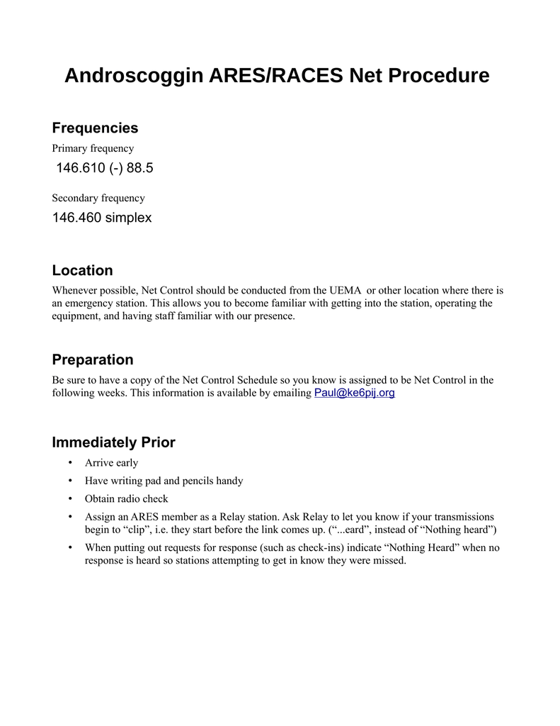 Androscoggin Ares Races Net Preamble Manualzz