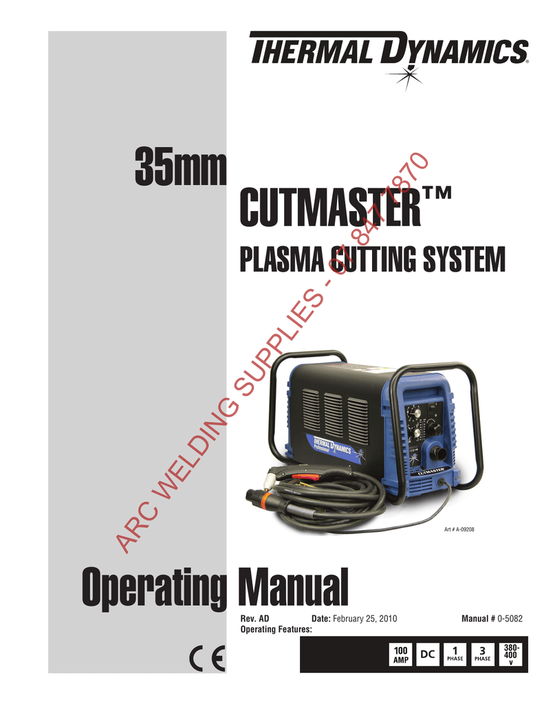 35mm CUTMASTER Operating Manual PLASMA CUTTING SYSTEM | Manualzz