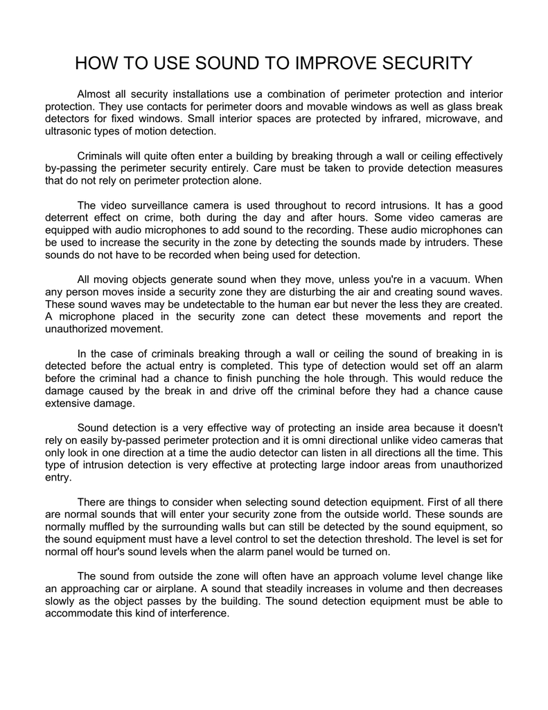 outside sound effect on Sound To Improve Security Article Manualzz