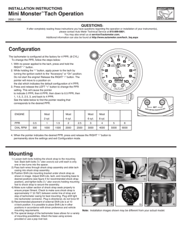 Auto Meter Tachometer - Mini-Monster Tachometers Owner manual | Manualzz