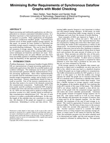 Minimising Buffer Requirements Of Synchronous Dataflow Graphs With Model Checking Manualzz