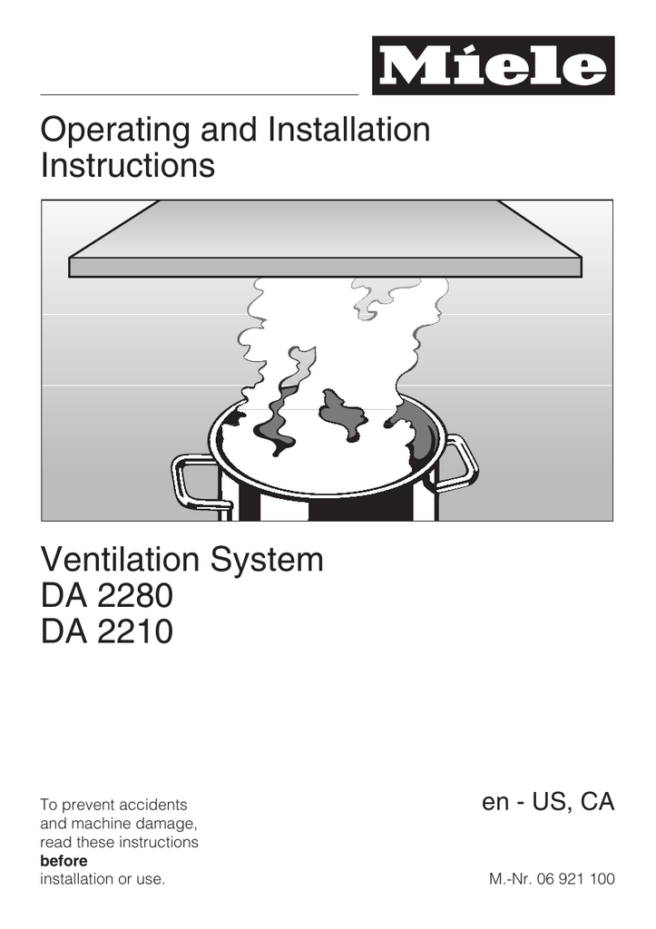 Miele DA2210 Operating and Installation Instructions Manualzz