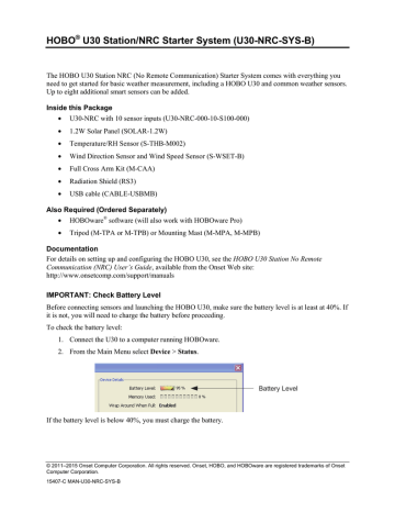 HOBO U30-NRC-SYS-B U30 Station/NRC Starter System User's guide | Manualzz