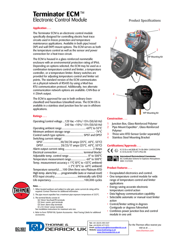 Thermon Terminator ECM - Trace Heating Electronic Control Module | Manualzz