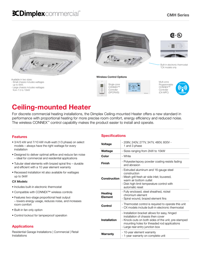 Ceiling Mounted Heater Cmh Sell Sheet Manualzz Com