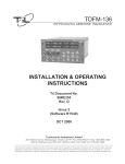TIL TDFM-136 Installation &amp; Operating Instructions Manual