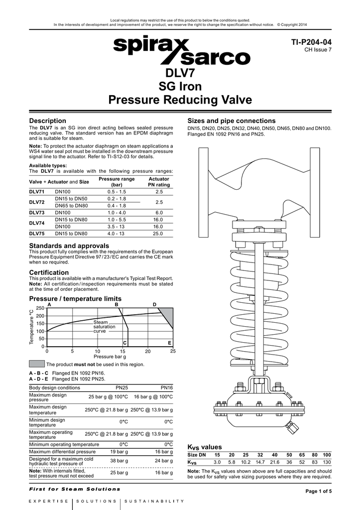 Dlv7 Sg Iron Pressure Reducing Valve Manualzz