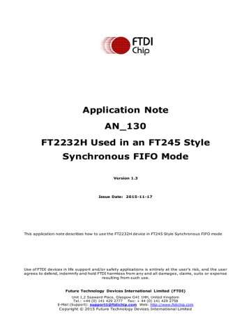 FT2232H Application Note - FT245 Style Synchronous FIFO Mode | Manualzz