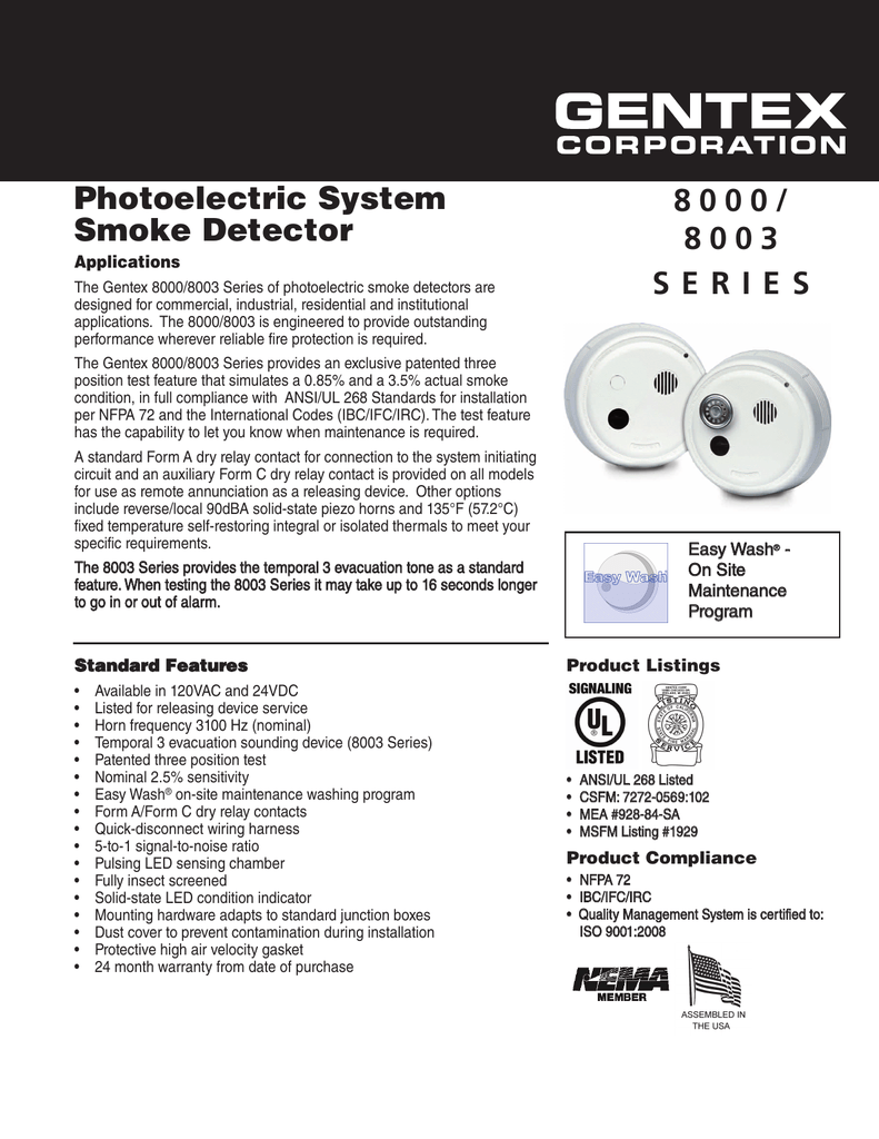 Gentex 8243PY Photoelectric Smoke Alarm Open Box New 