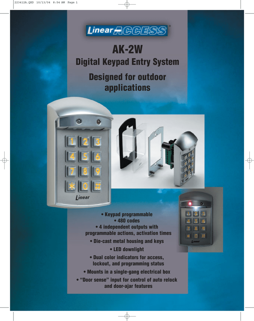 Ak 2w Digital Keypad Entry System Designed For Outdoor