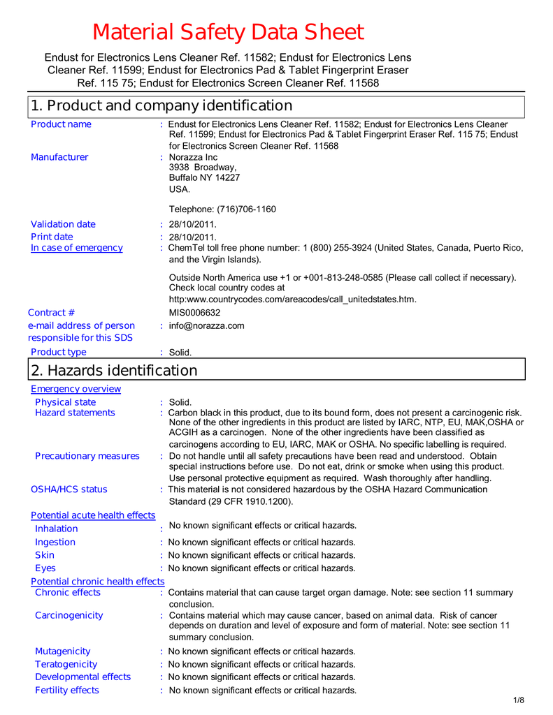 Material Safety Data Sheet Manualzz