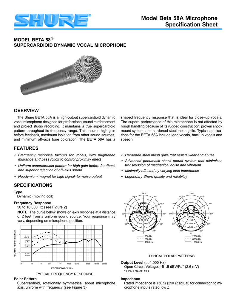 Схема микрофона shure sm58