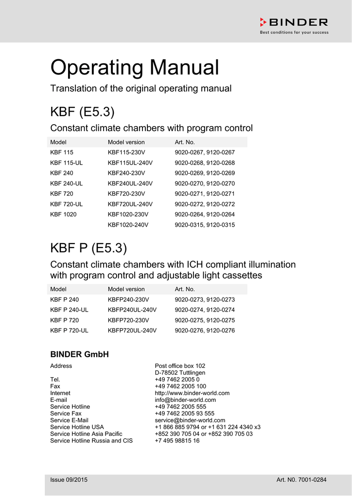 Manuale Binder KBF Manualzz