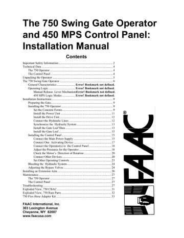 FAAC 750 Long Leaf Installation manual | Manualzz