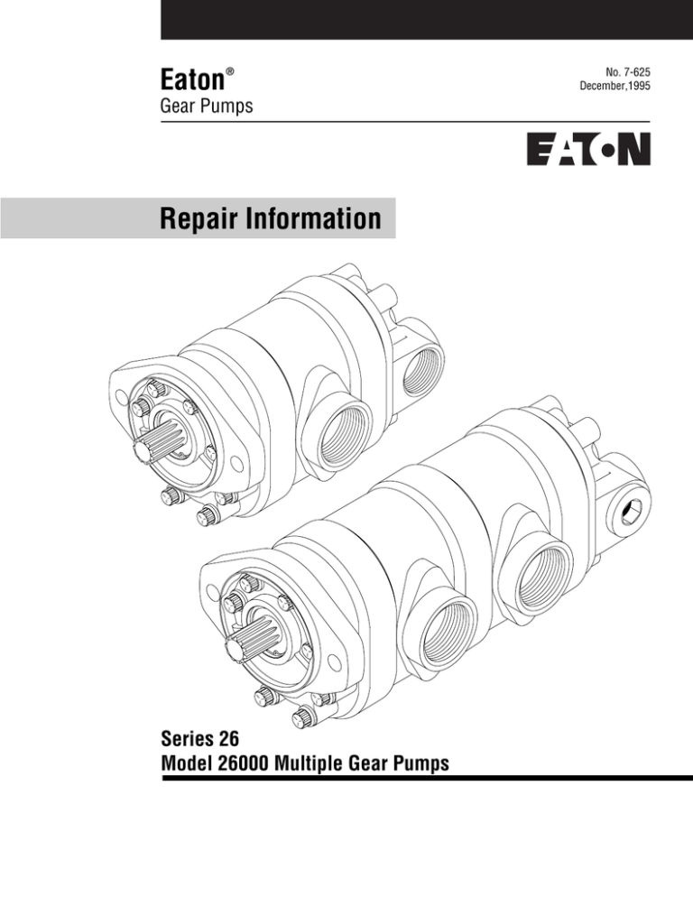 Eaton Repair Information Series 26 Model 26000 Multiple Gear Pumps ...