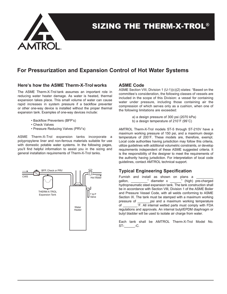 Amtrol Expansion Tank Sizing Chart A Visual Reference of Charts