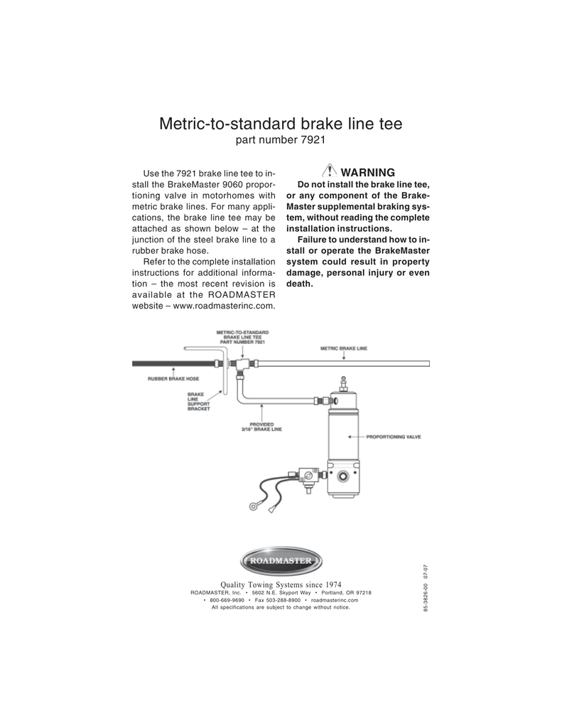Metric To Standard >> Metric To Standard Brake Line Tee Part Number 7921 Warning Metric To Standard >> Metric To Standard Brake Line Tee Part Number 7921 Warning