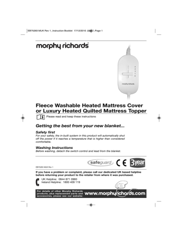 morphy richards fleece heated mattress cover