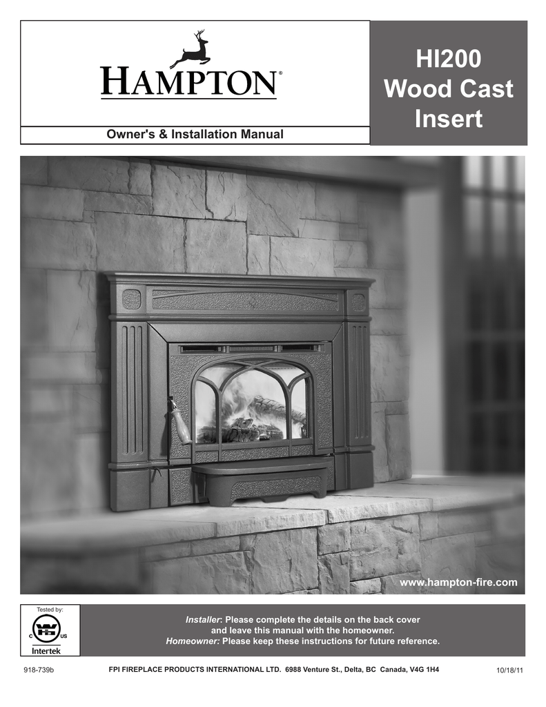 Hi200 Wood Cast Insert Owner S Amp Installation Manual