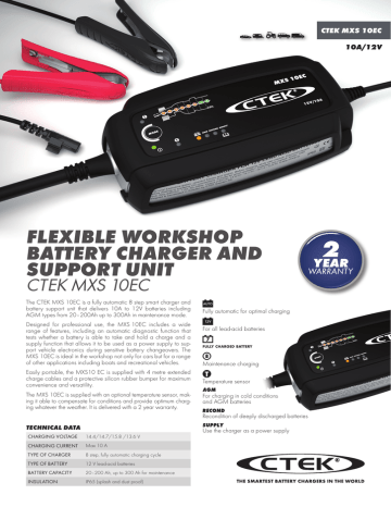 Flexible Workshop Battery Charger And Support Unit Ctek Mxs 10ec Manualzz