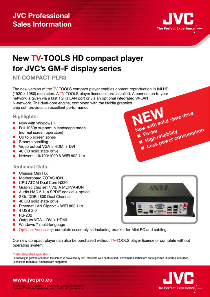 New Tools Hd Compact Player For Jvc S Gm F Display Series Tv Manualzz