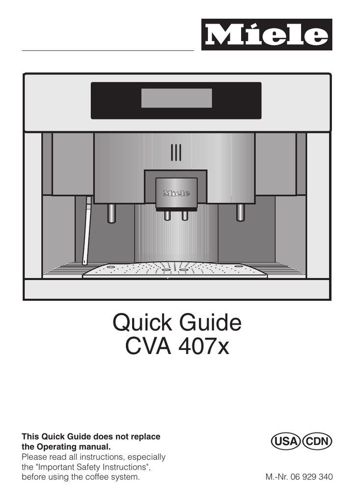 Miele CVA4070 Owner Manual | Manualzz