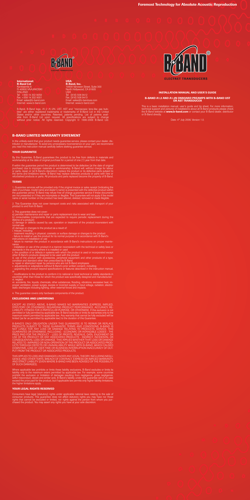 B Band A1 2n 1470 With Volume Control Installation Instructions Manualzz