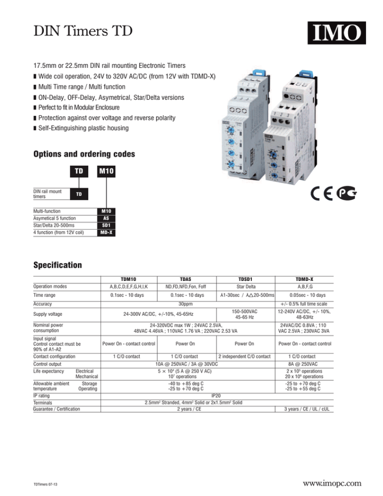 Datasheet For Tdm10 By Imo Precision Controls Ltd Manualzz