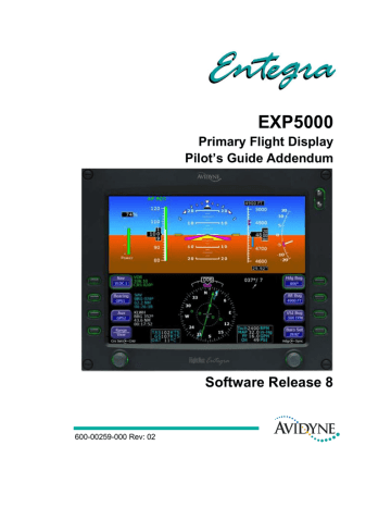 Avidyne Entegra EXP5000 Pilot's Manual Addendum | Manualzz