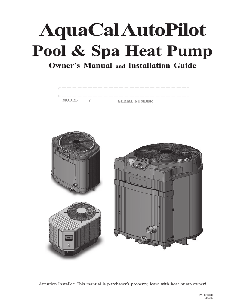 Aquacal Heat Pump Installation manual Manualzz
