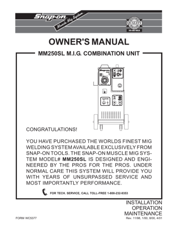 Snap-On MM 250 SL Owners Manual | Manualzz